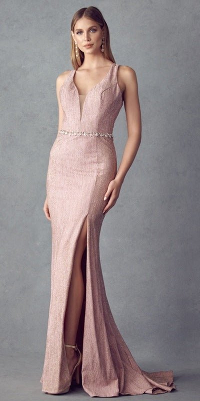 Juliet 237 Strappy-Back Long Prom Dress with Slit - Luzilly Bridal & Apparel