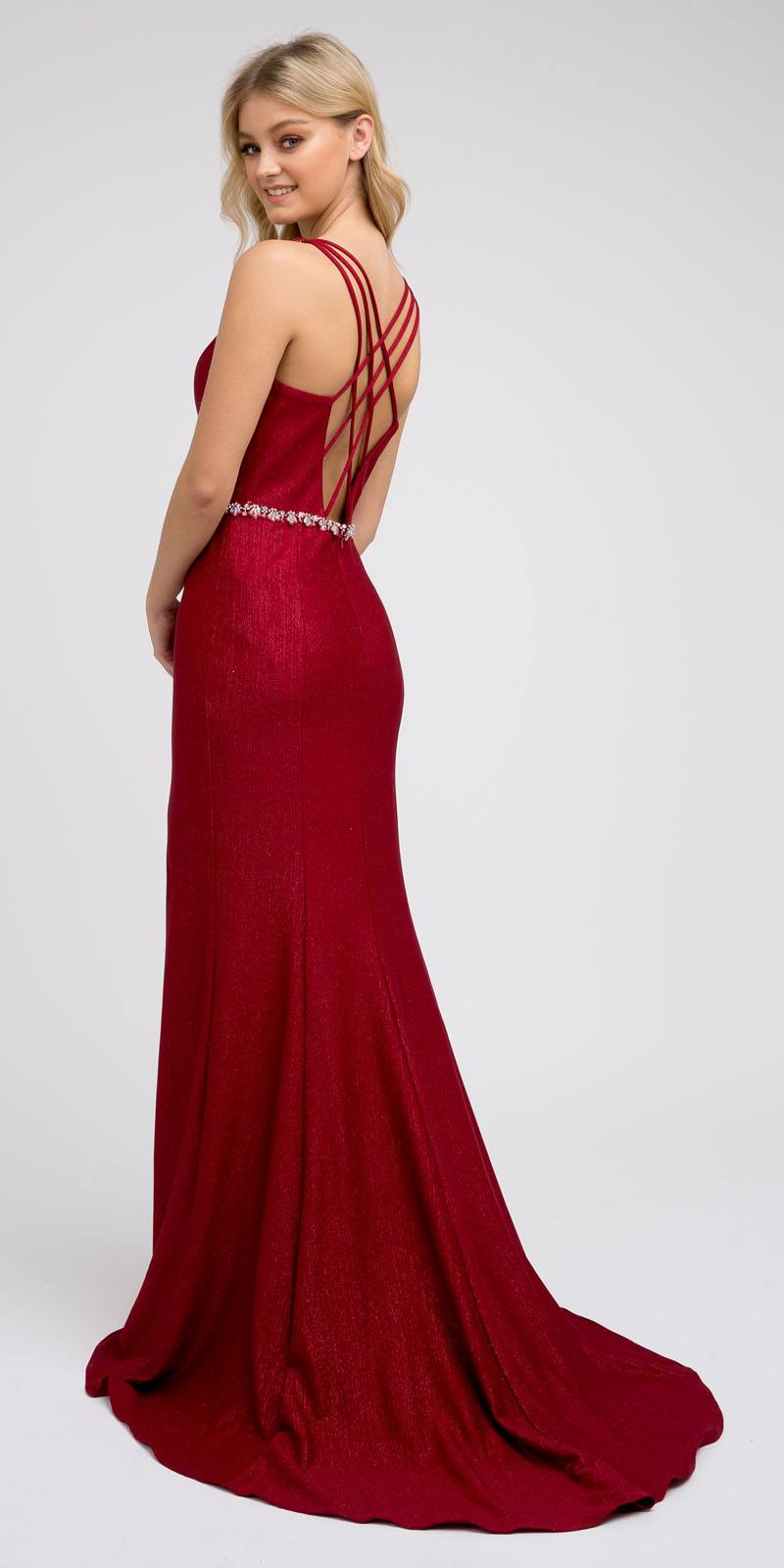 Juliet 237 Strappy-Back Long Prom Dress with Slit - Luzilly Bridal & Apparel