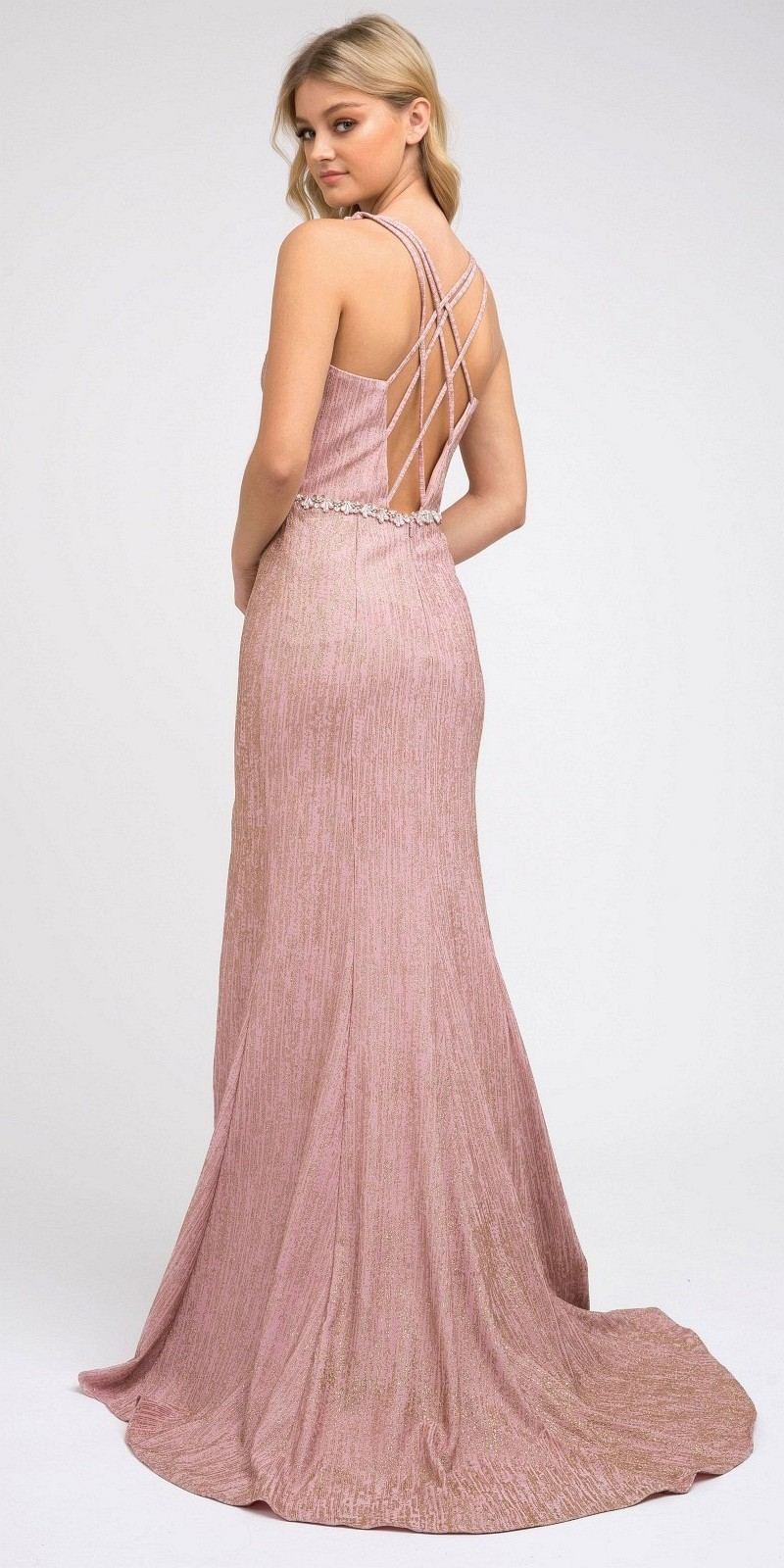Juliet 237 Strappy-Back Long Prom Dress with Slit - Luzilly Bridal & Apparel