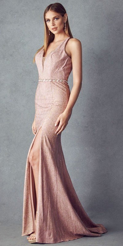 Juliet 237 Strappy-Back Long Prom Dress with Slit - Luzilly Bridal & Apparel