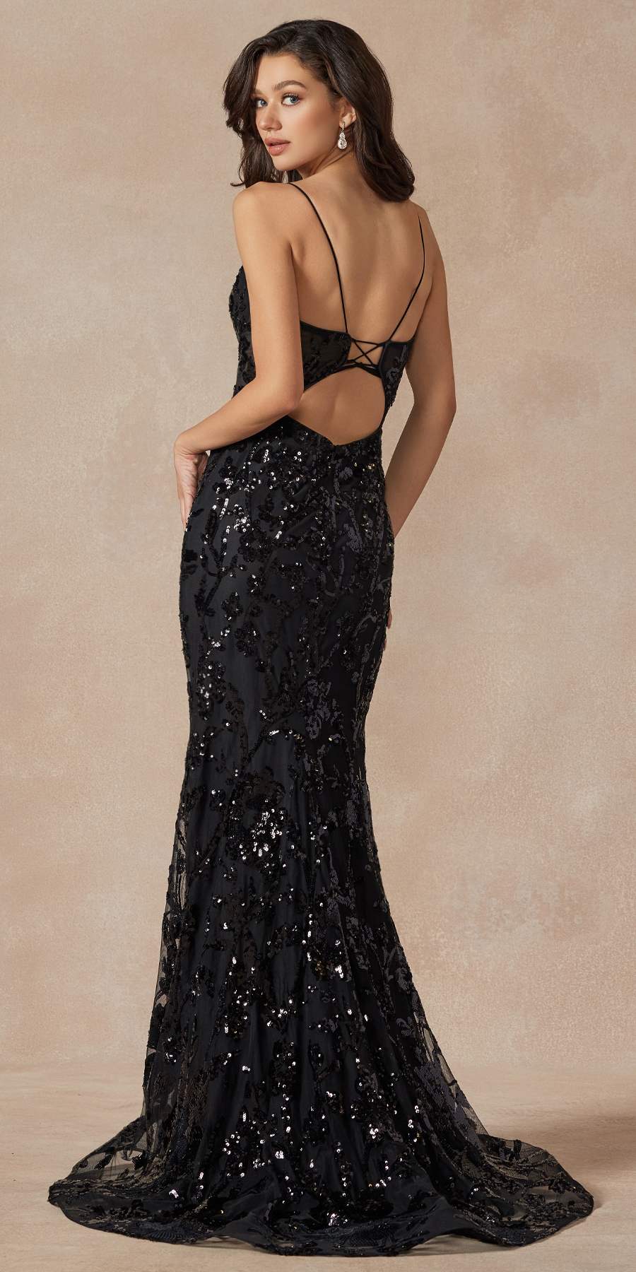 Juliet 2411 Long Sequin Lace Embellishments Fitted Prom Gown - Luzilly Bridal & Apparel