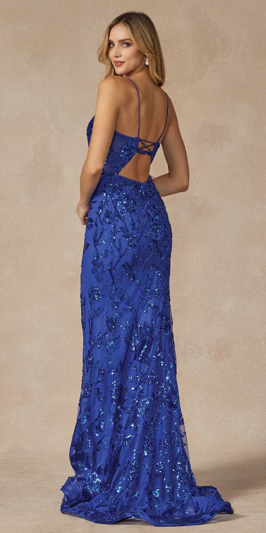 Juliet 2411 Long Sequin Lace Embellishments Fitted Prom Gown - Luzilly Bridal & Apparel