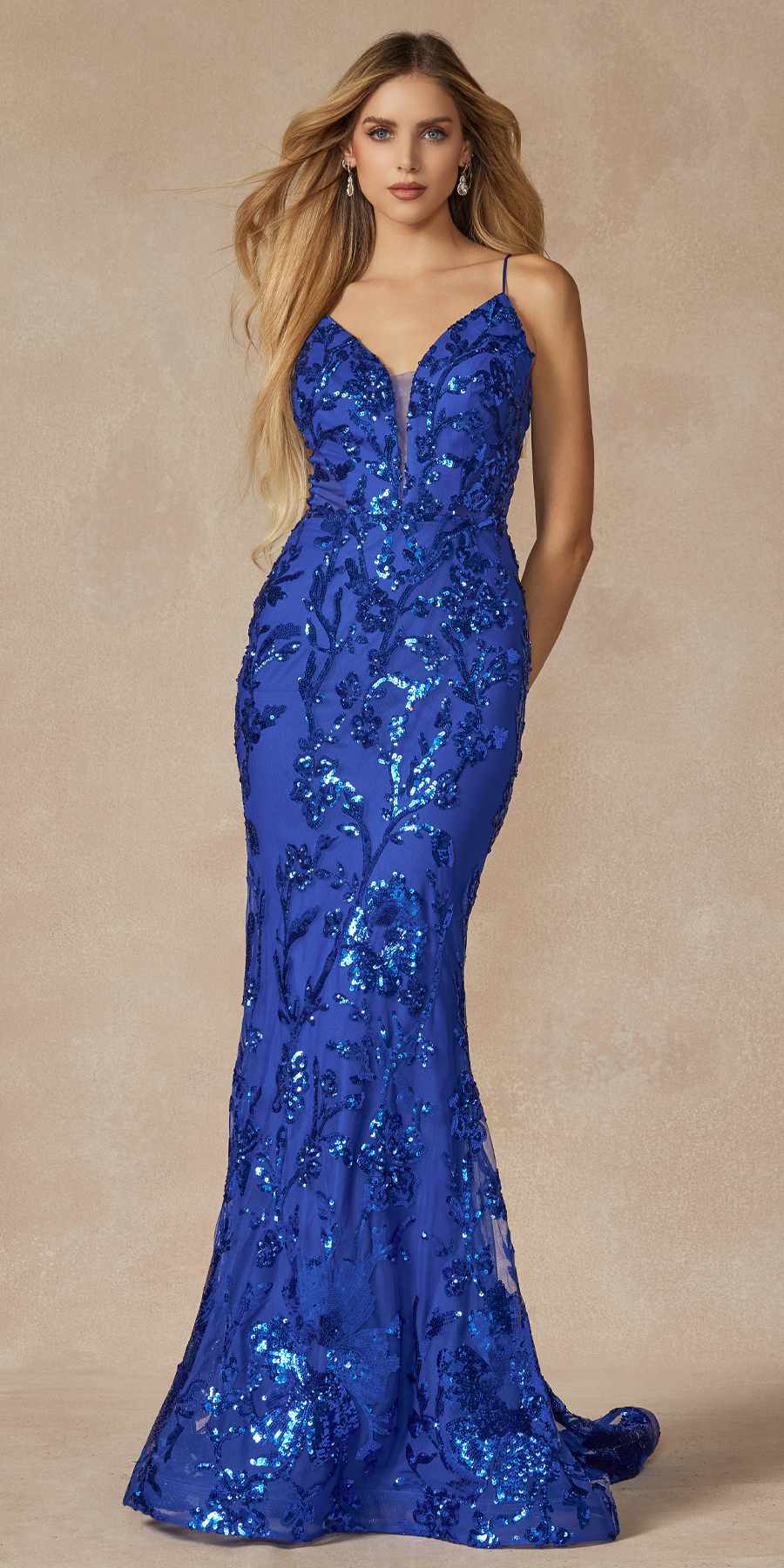 Juliet 2411 Long Sequin Lace Embellishments Fitted Prom Gown - Luzilly Bridal & Apparel