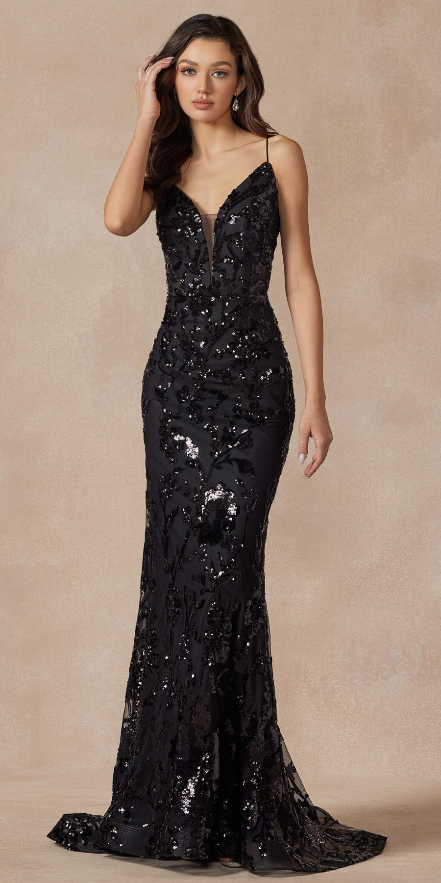 Juliet 2411 Long Sequin Lace Embellishments Fitted Prom Gown - Luzilly Bridal & Apparel