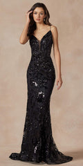 Juliet 2411 Long Sequin Lace Embellishments Fitted Prom Gown - Luzilly Bridal & Apparel
