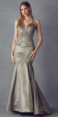 Juliet 242 Metallic Mermaid Long Prom Dress Lace-Up Back - Luzilly Bridal & Apparel