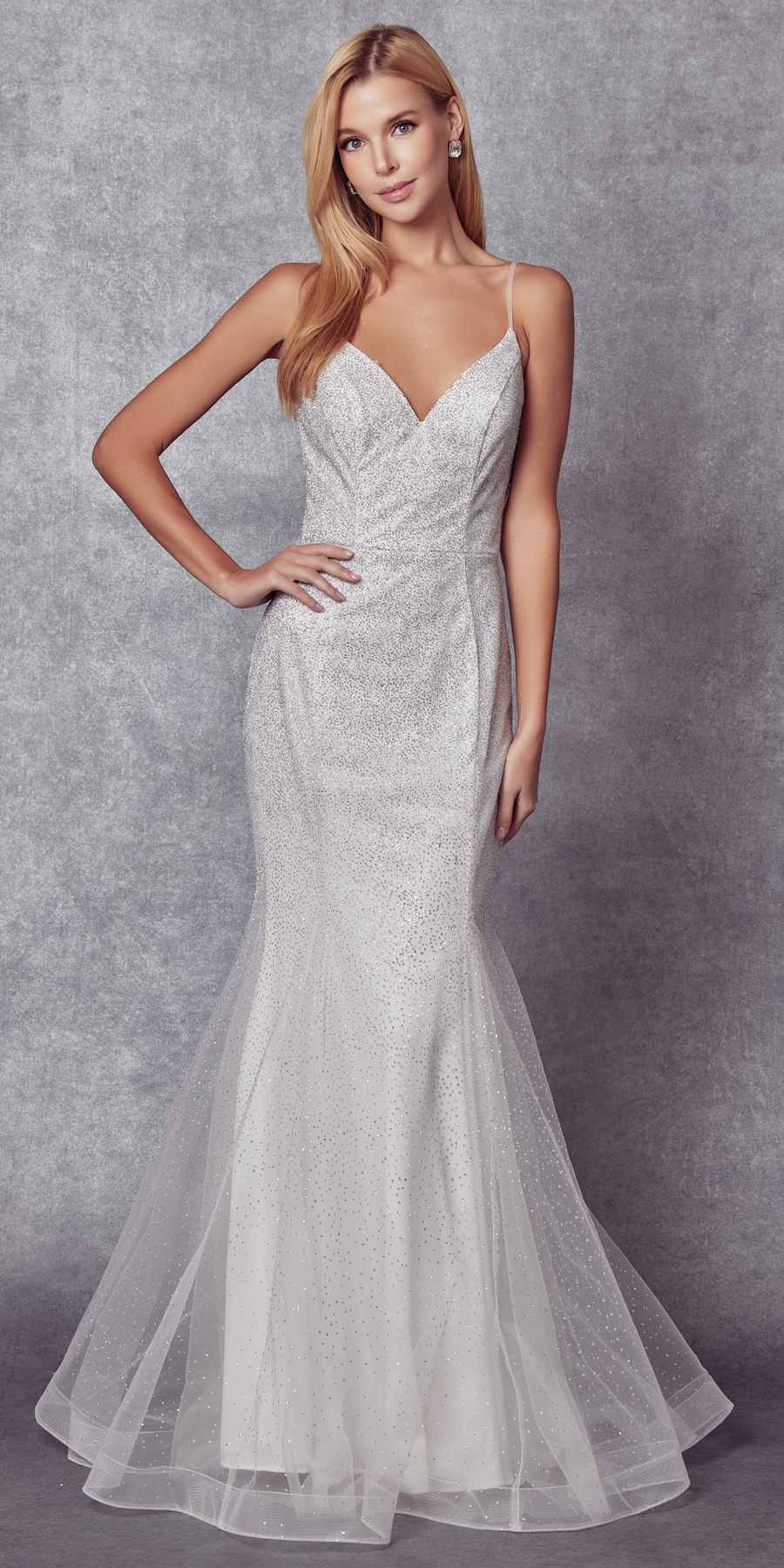 Juliet 271W Glitter Mesh Fitted Wedding Gown - Luzilly Bridal & Apparel