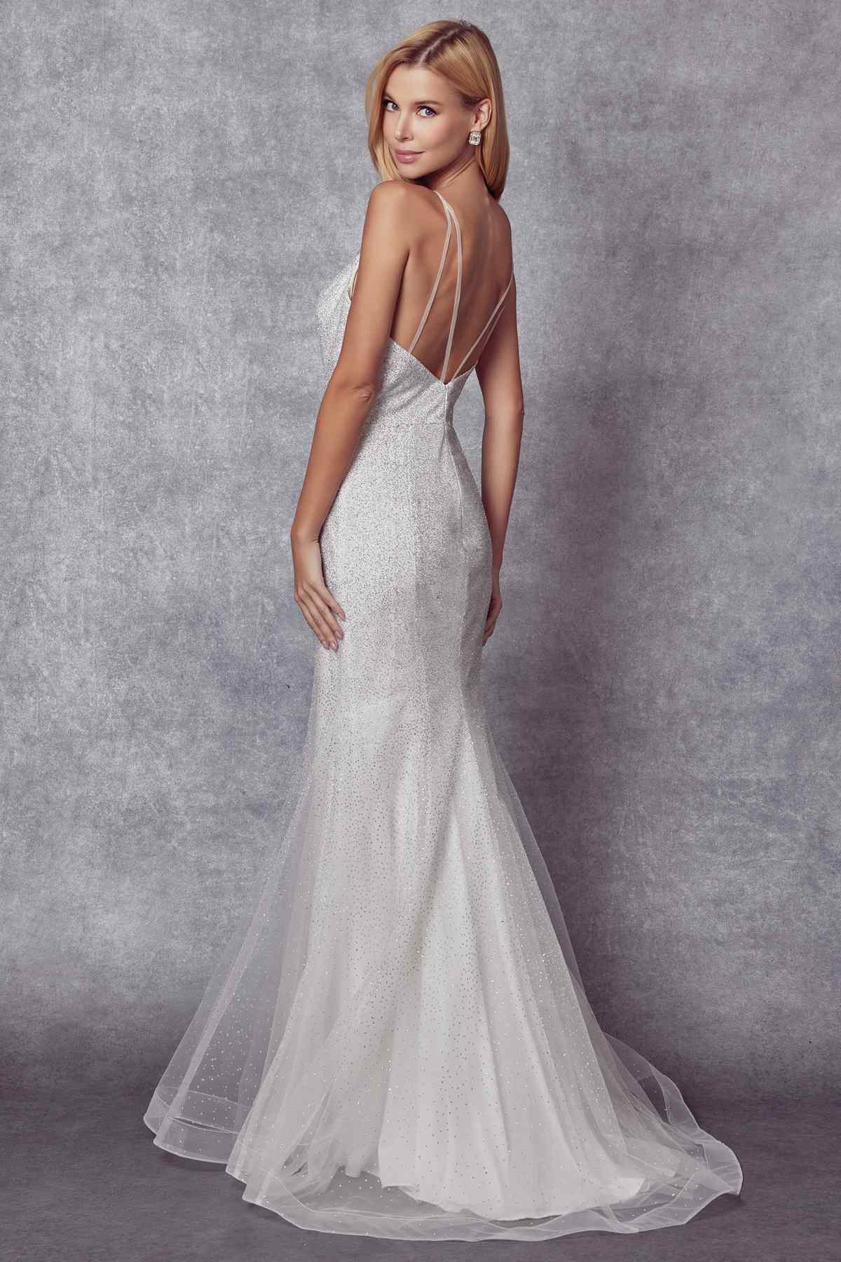 Juliet 271W Glitter Mesh Fitted Wedding Gown - Luzilly Bridal & Apparel
