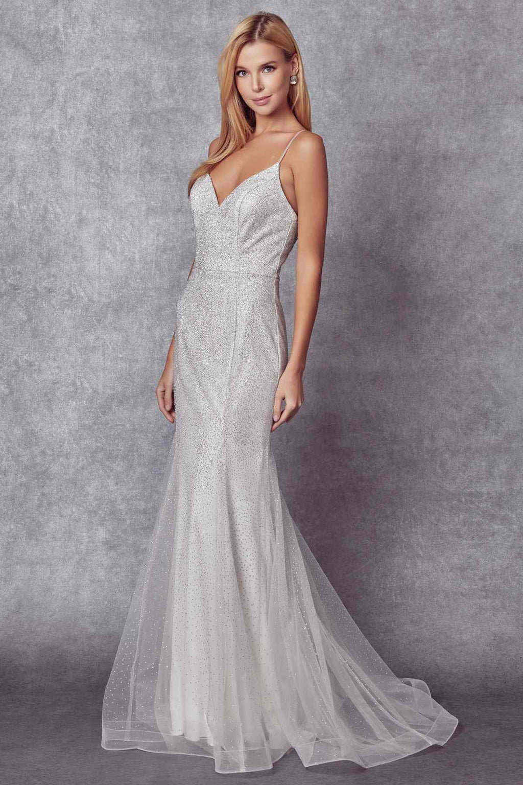 Juliet 271W Glitter Mesh Fitted Wedding Gown - Luzilly Bridal & Apparel
