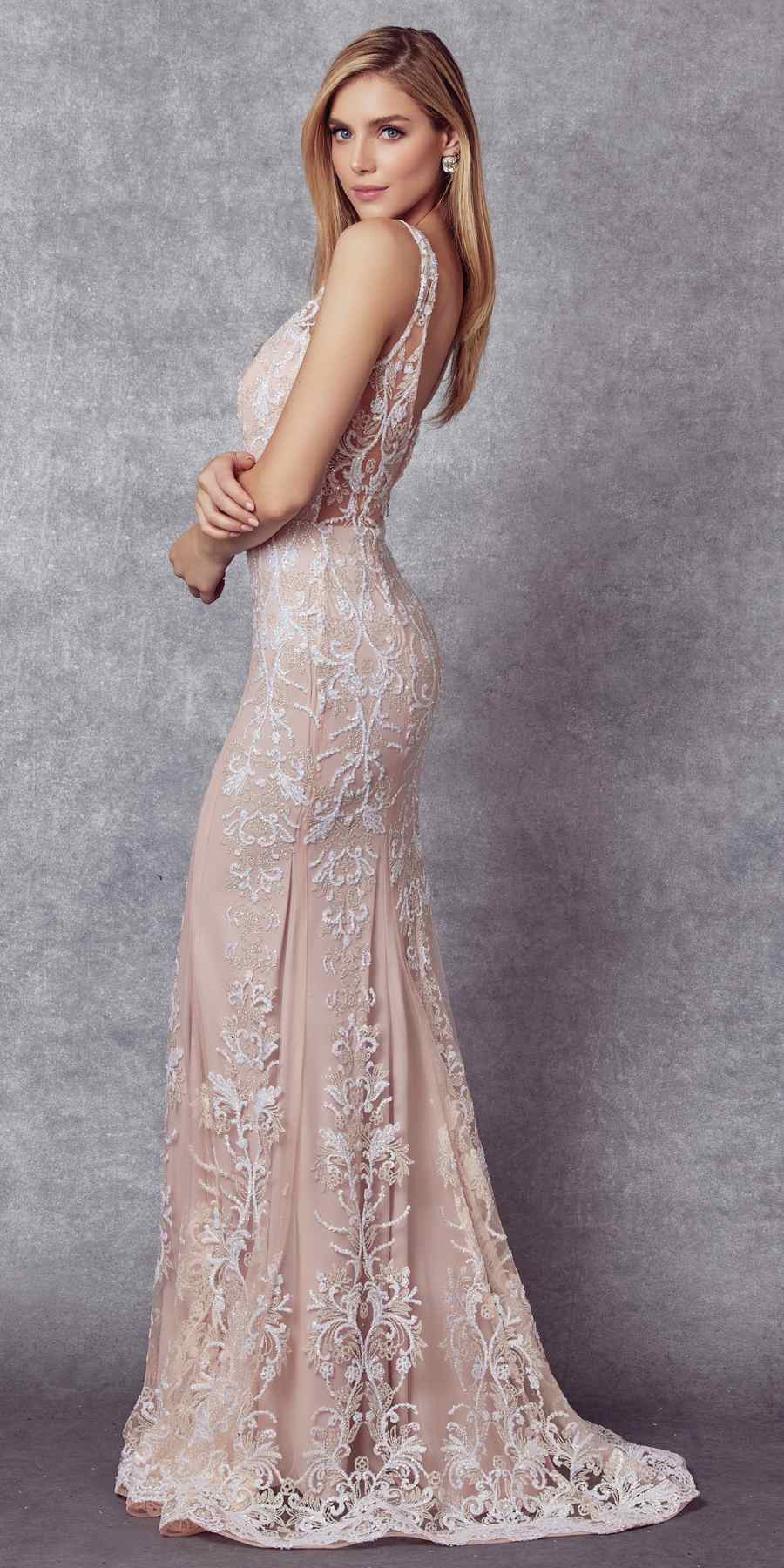 Juliet 277W Fancy Glitter Design Tulle Mermaid Wedding Dress - Luzilly Bridal & Apparel