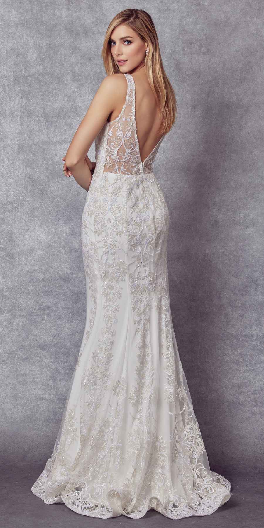 Juliet 277W Fancy Glitter Design Tulle Mermaid Wedding Dress - Luzilly Bridal & Apparel