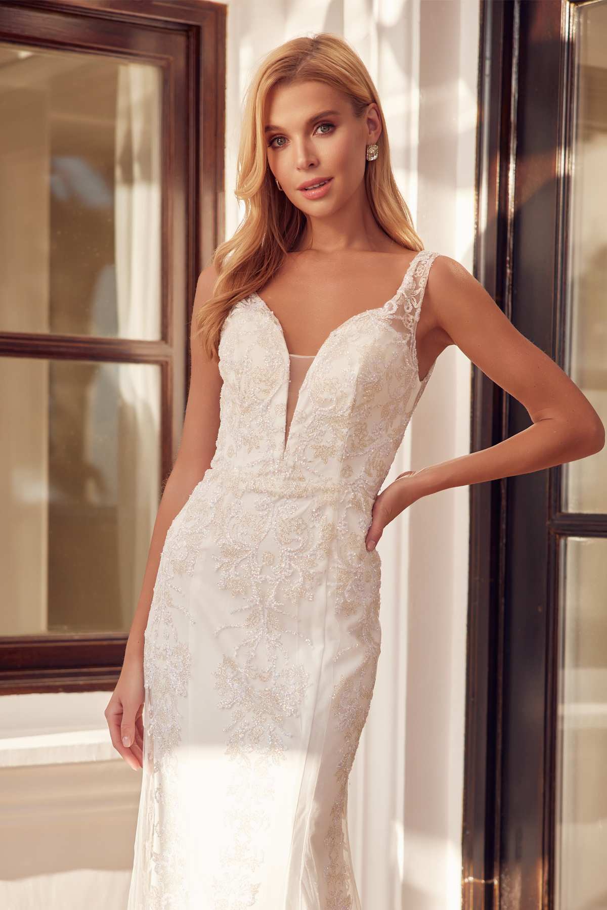 Juliet 277W Fancy Glitter Design Tulle Mermaid Wedding Dress - Luzilly Bridal & Apparel