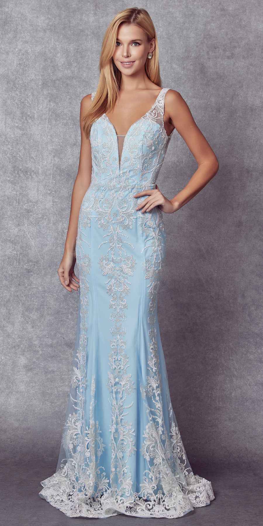 Juliet 277W Fancy Glitter Design Tulle Mermaid Wedding Dress - Luzilly Bridal & Apparel