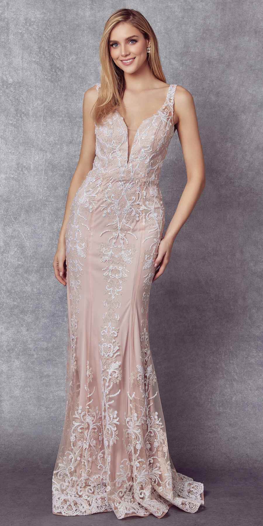 Juliet 277W Fancy Glitter Design Tulle Mermaid Wedding Dress - Luzilly Bridal & Apparel