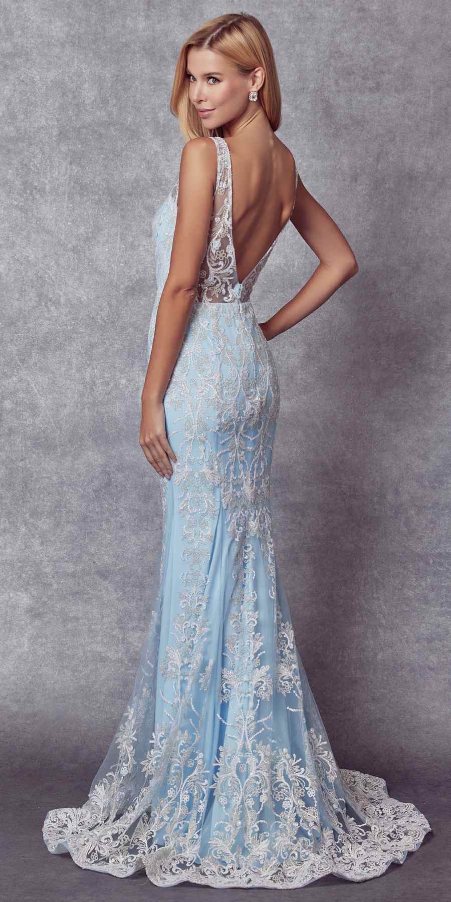 Juliet 277W Fancy Glitter Design Tulle Mermaid Wedding Dress - Luzilly Bridal & Apparel
