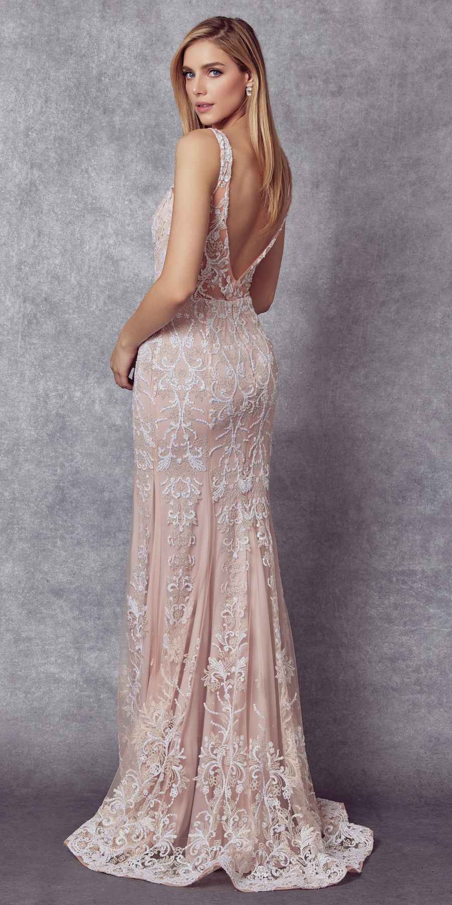 Juliet 277W Fancy Glitter Design Tulle Mermaid Wedding Dress - Luzilly Bridal & Apparel