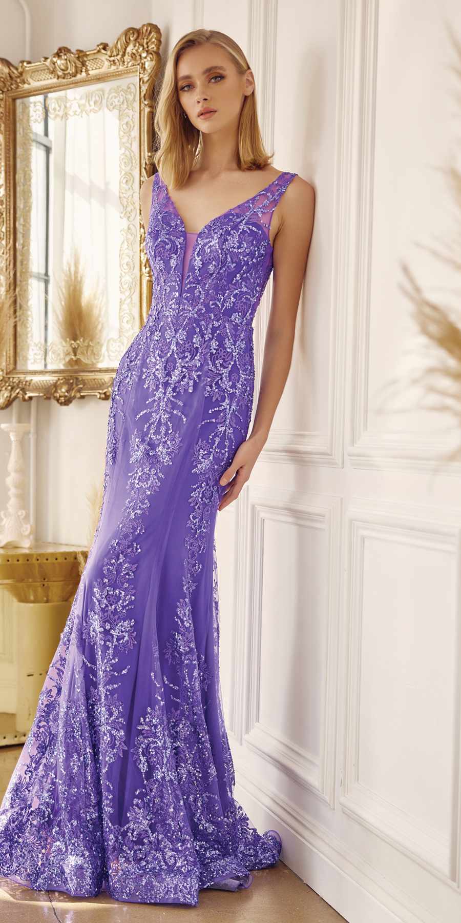 Juliet 277W Fancy Glitter Design Tulle Mermaid Wedding Dress - Luzilly Bridal & Apparel