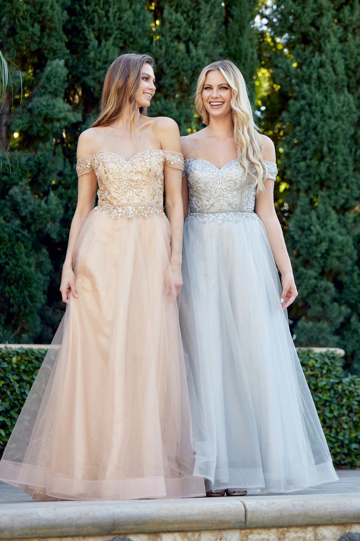 Juliet 287 Long Off the Shoulder Beaded Top A-Line Prom Dress - Luzilly Bridal & Apparel