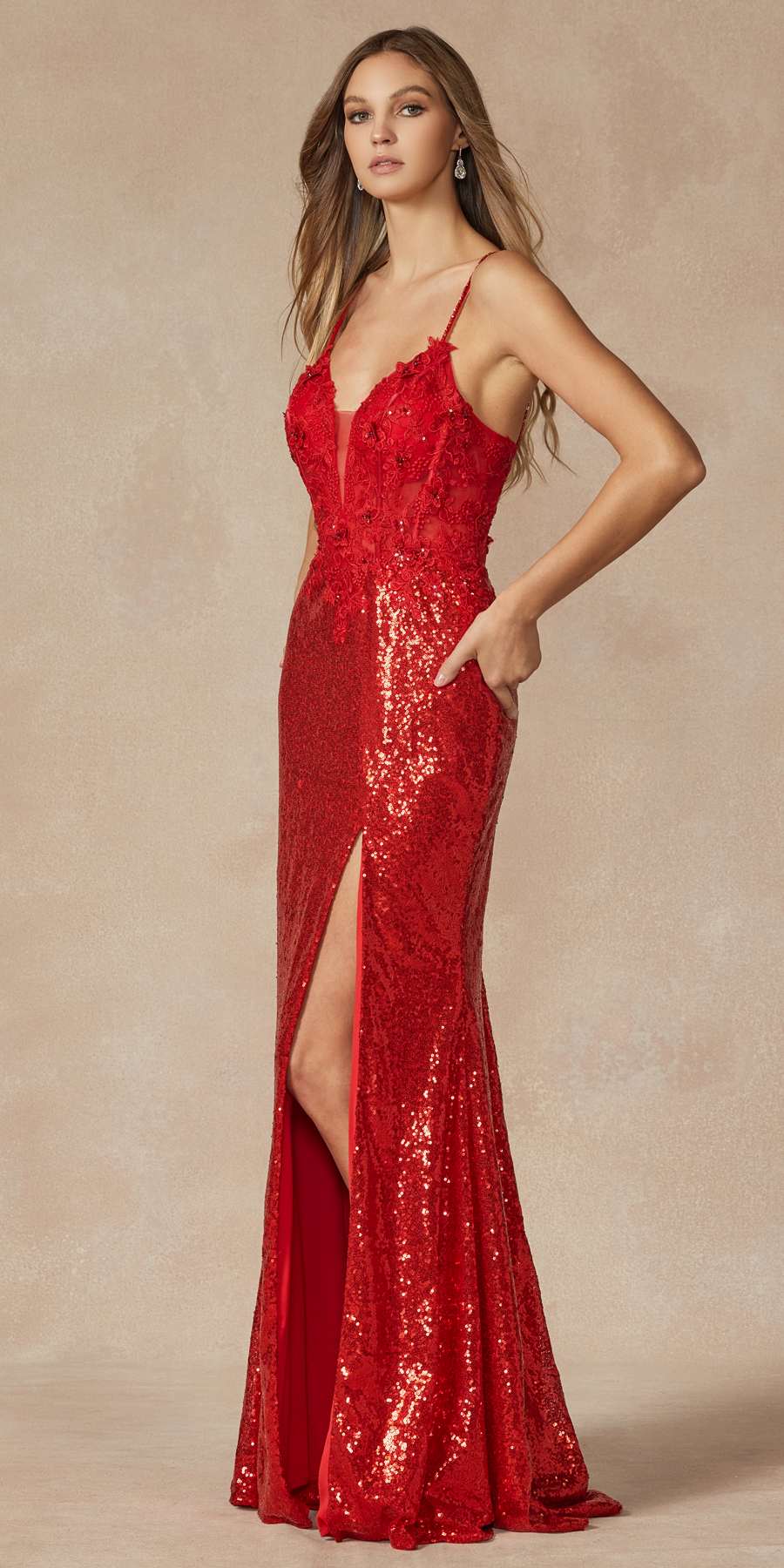 Juliet 289 Long Machine Sequin Gown with Corset Bodice Prom Gown - Luzilly Bridal & Apparel