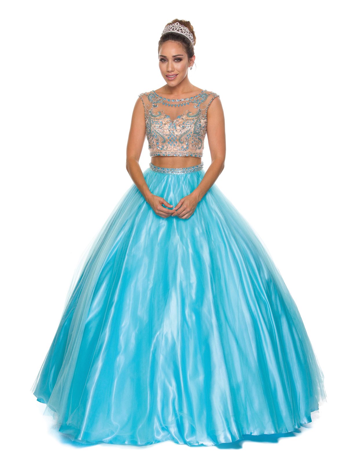 Juliet 338 Quinceanera Dress 2-Piece Bateau Neckline Cap Sleeve - Luzilly Bridal & Apparel