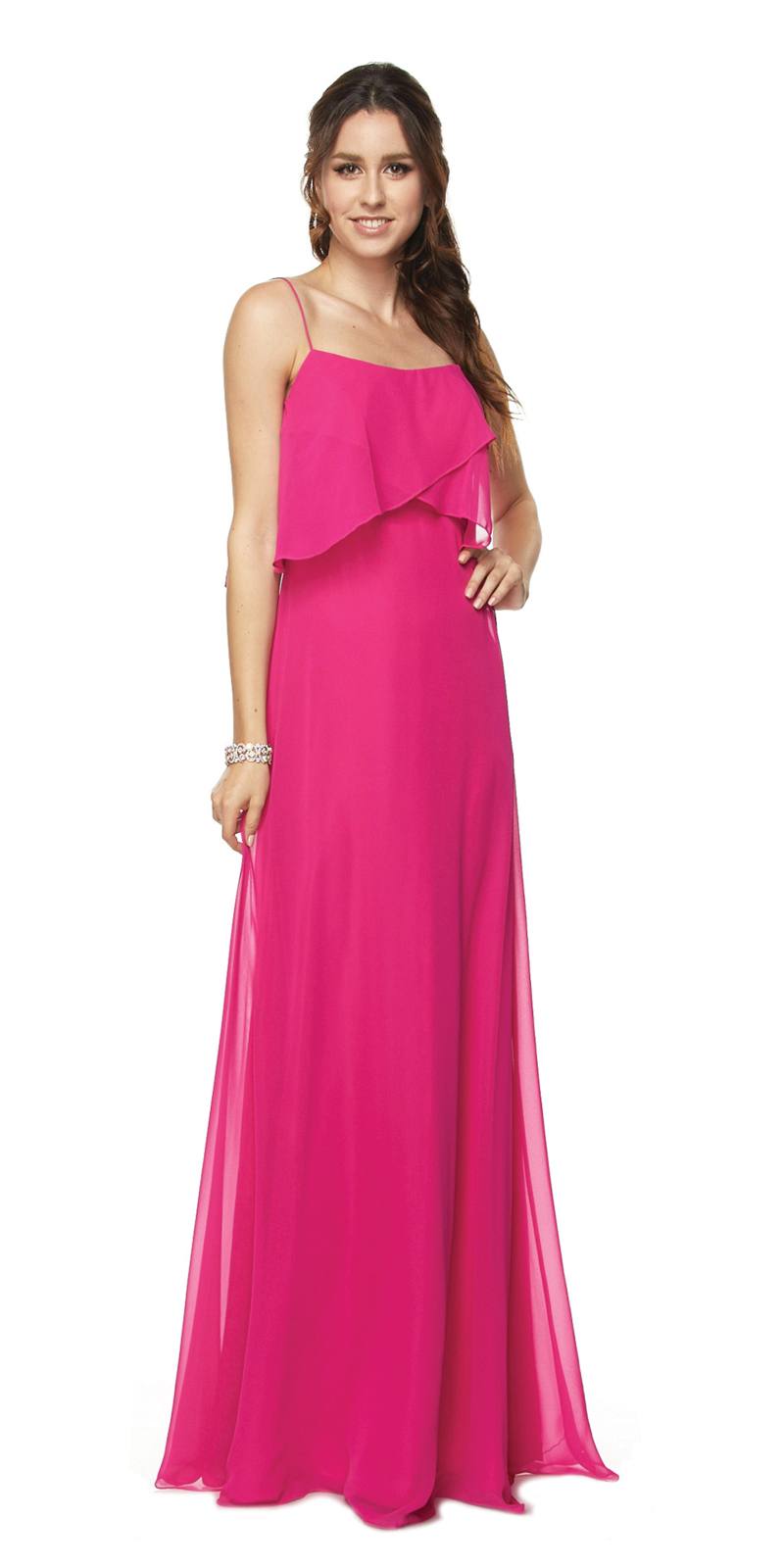 Juliet 591 Long Bridesmaid Dress Ruffled Bodice - Luzilly Bridal & Apparel