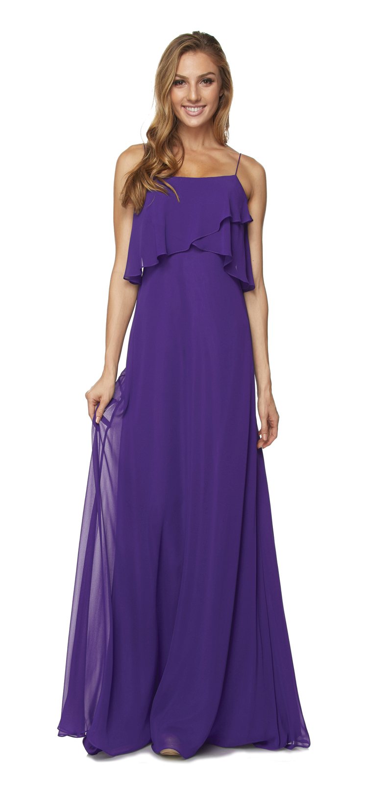 Juliet 591 Long Bridesmaid Dress Ruffled Bodice - Luzilly Bridal & Apparel