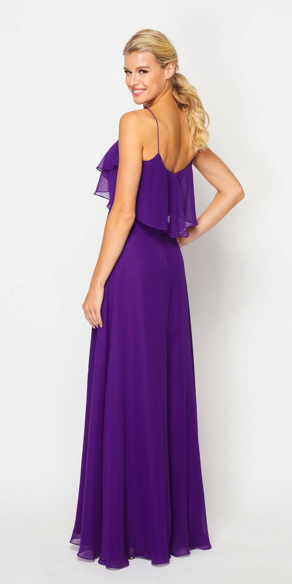 Juliet 591 Long Bridesmaid Dress Ruffled Bodice - Luzilly Bridal & Apparel