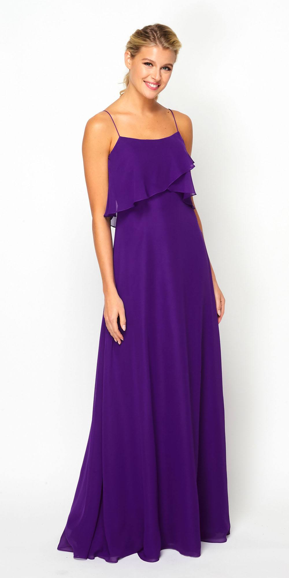 Juliet 591 Long Bridesmaid Dress Ruffled Bodice - Luzilly Bridal & Apparel