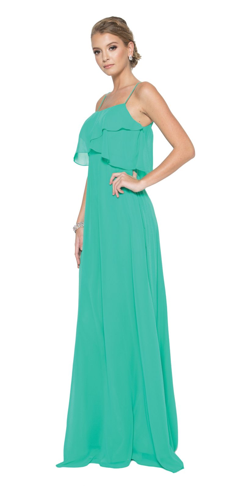 Juliet 591 Long Bridesmaid Dress Ruffled Bodice - Luzilly Bridal & Apparel