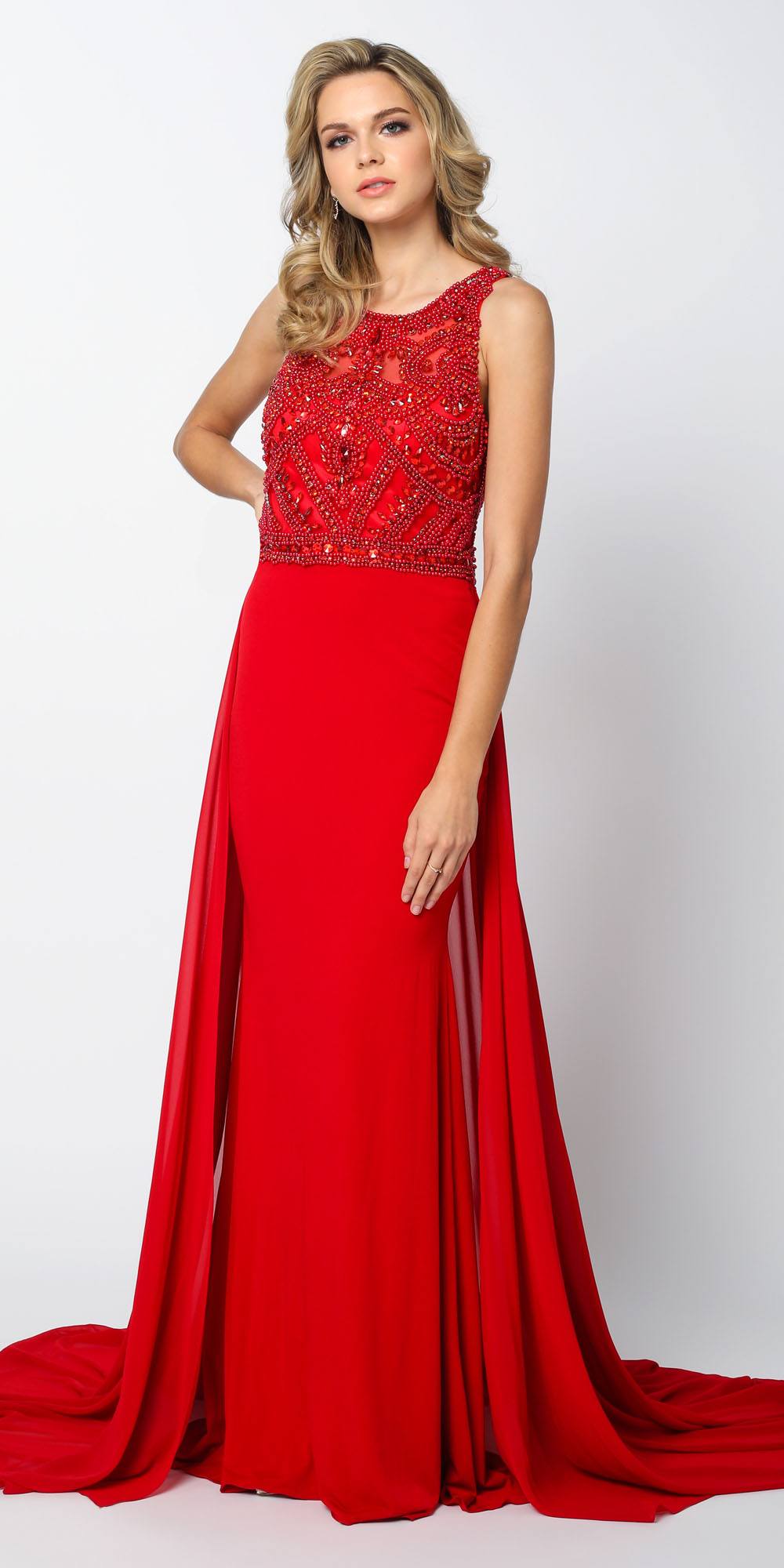 Juliet 628 Embellished Bodice Fit and Flare Prom Gown with Train - Luzilly Bridal & Apparel