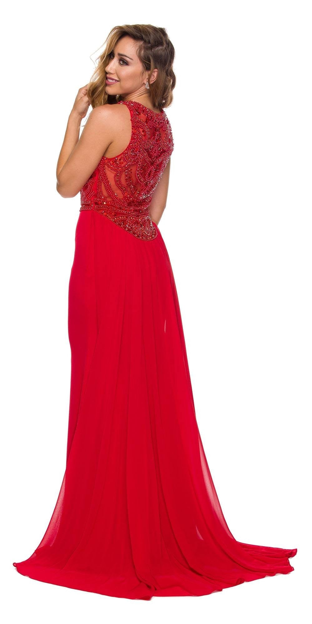 Juliet 628 Embellished Bodice Fit and Flare Prom Gown with Train - Luzilly Bridal & Apparel