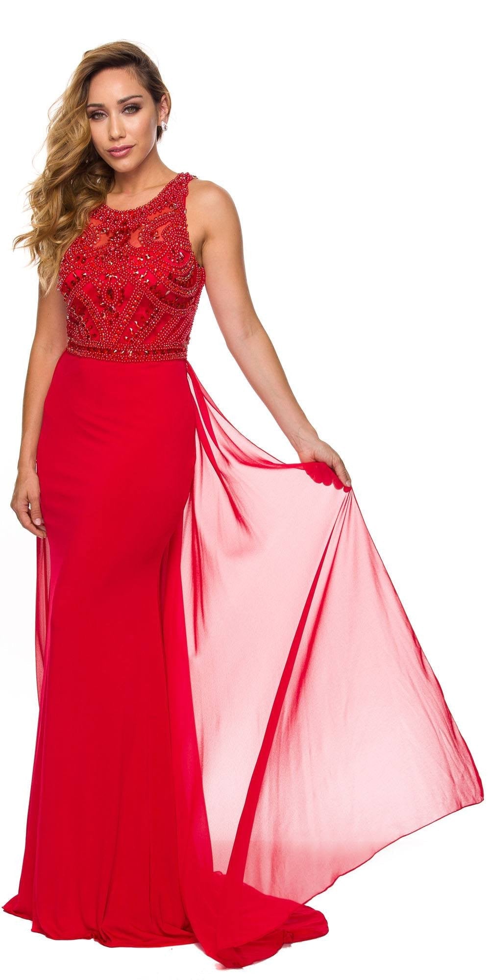 Juliet 628 Embellished Bodice Fit and Flare Prom Gown with Train - Luzilly Bridal & Apparel