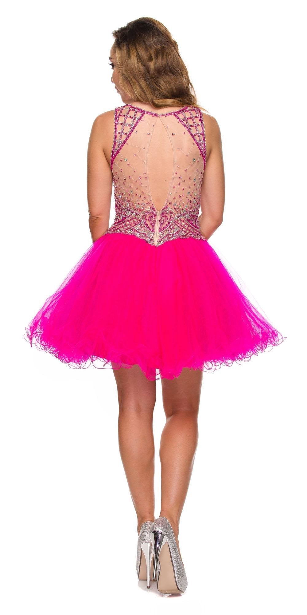 Juliet 761 Short Prom Dress Embellished Bodice with Keyhole - Luzilly Bridal & Apparel