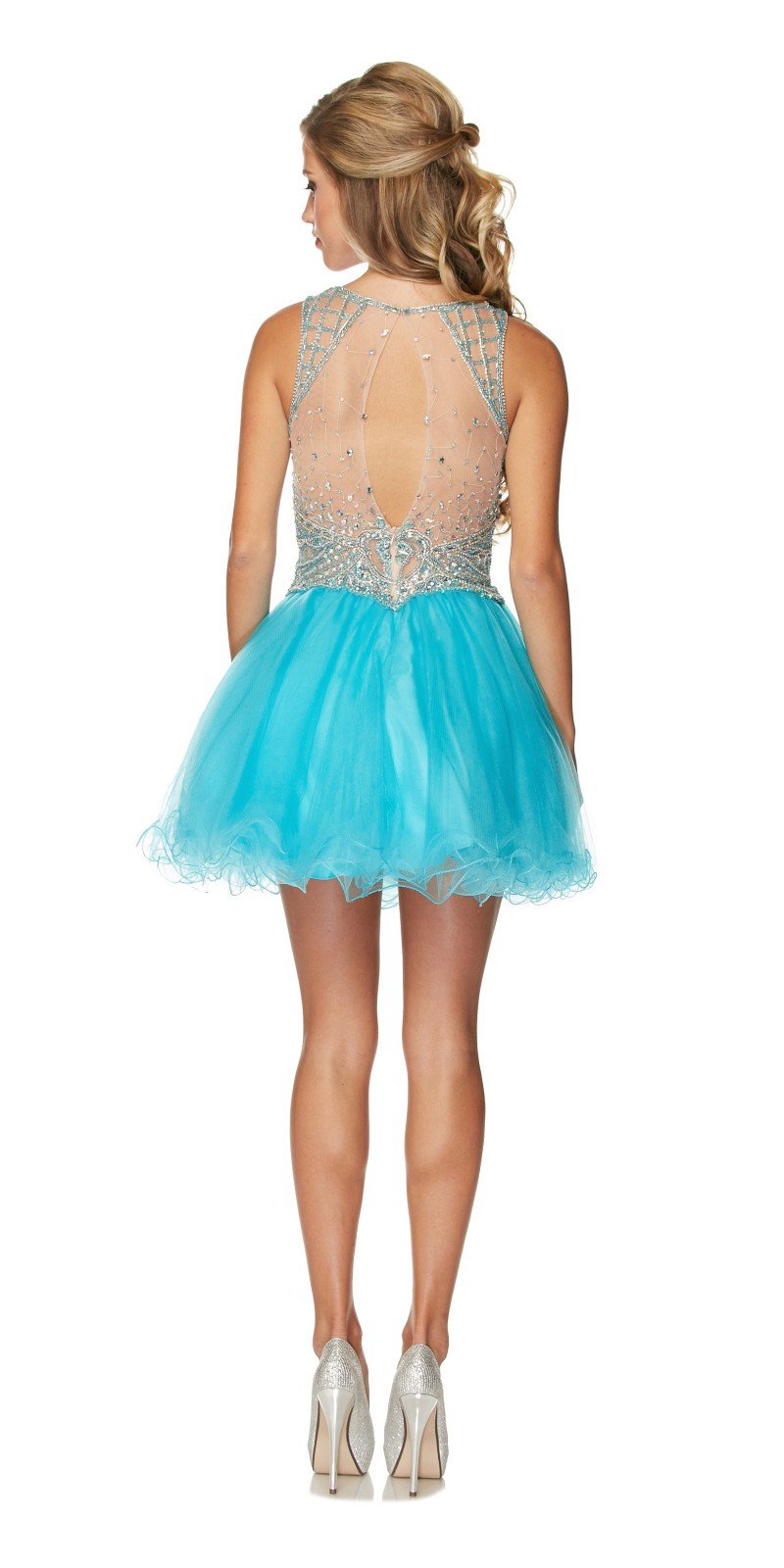 Juliet 761 Short Prom Dress Embellished Bodice with Keyhole - Luzilly Bridal & Apparel