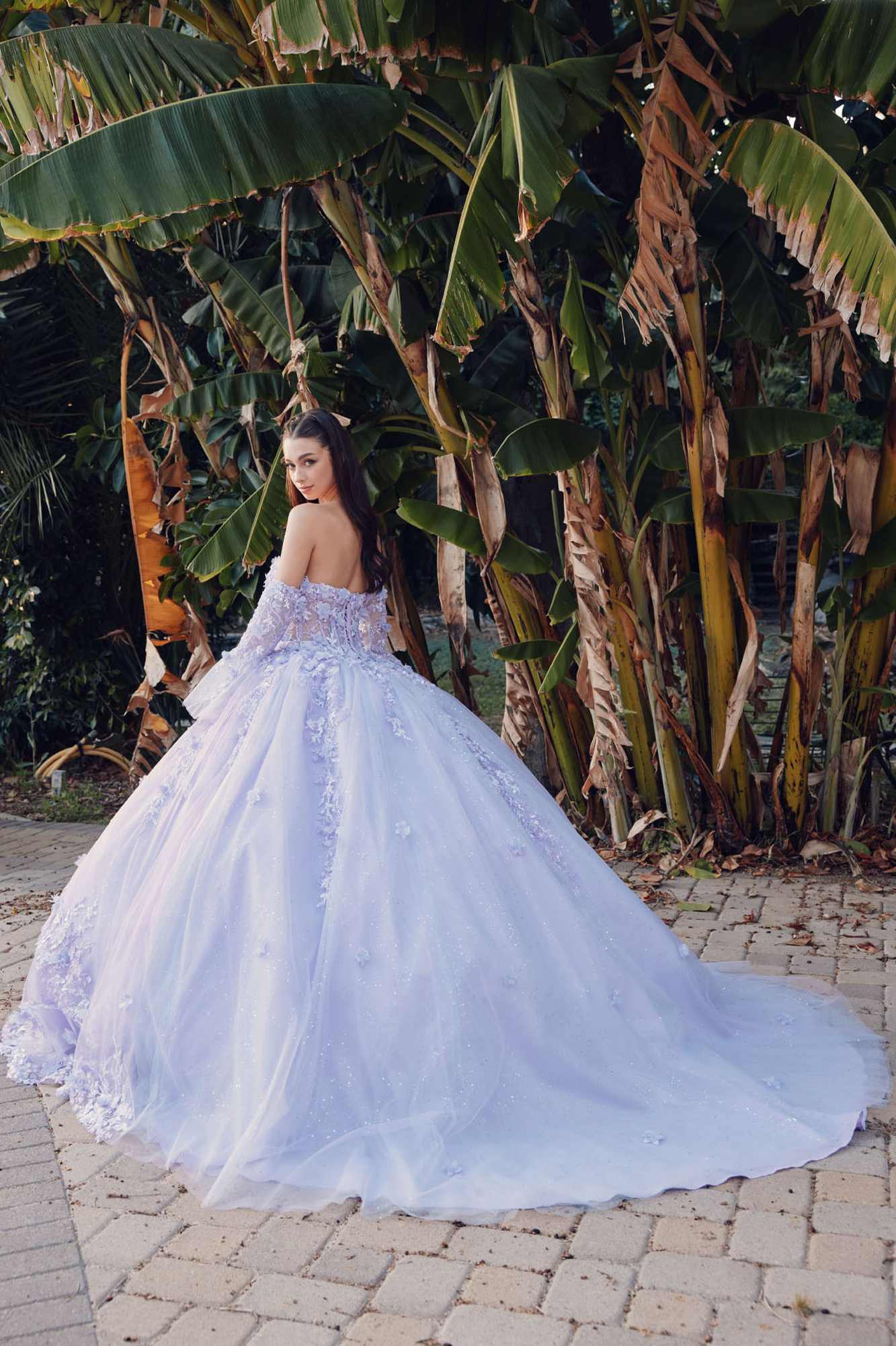 Juliet JT1459J Princess Ball Gown Strapless Bell Sleeves Quinceanera Dress - Luzilly Bridal & Apparel