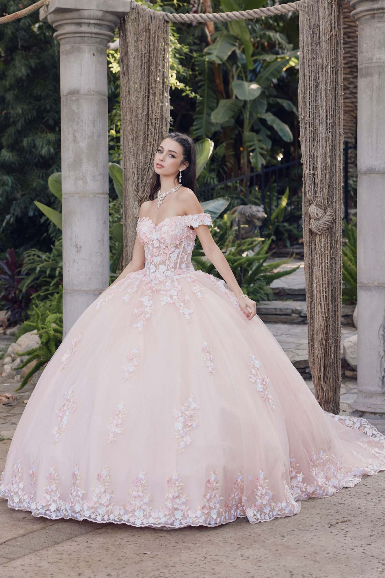 Juliet JT1460J Off the Shoulder Corset Bodice Poofy Quinceanera Gown - Luzilly Bridal & Apparel