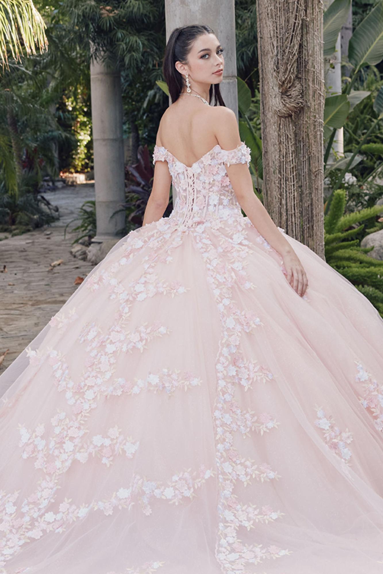 Juliet JT1460J Off the Shoulder Corset Bodice Poofy Quinceanera Gown - Luzilly Bridal & Apparel
