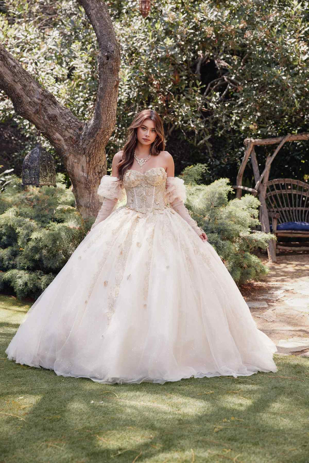 Juliet JT1465H Dress 3d Flowers Applique Puff Sleeve Quinceanera Dress - Luzilly Bridal & Apparel