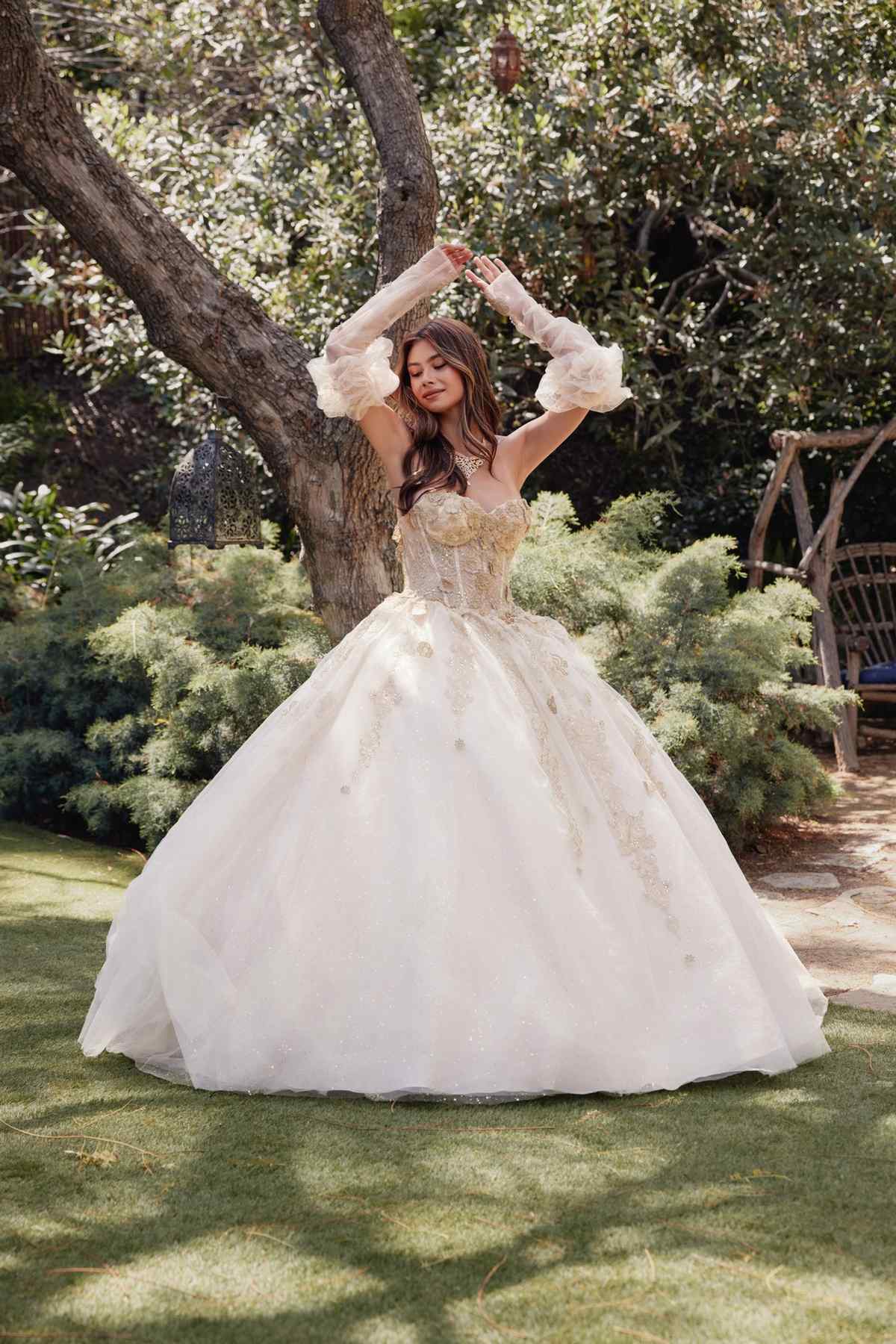 Juliet JT1465H Dress 3d Flowers Applique Puff Sleeve Quinceanera Dress - Luzilly Bridal & Apparel