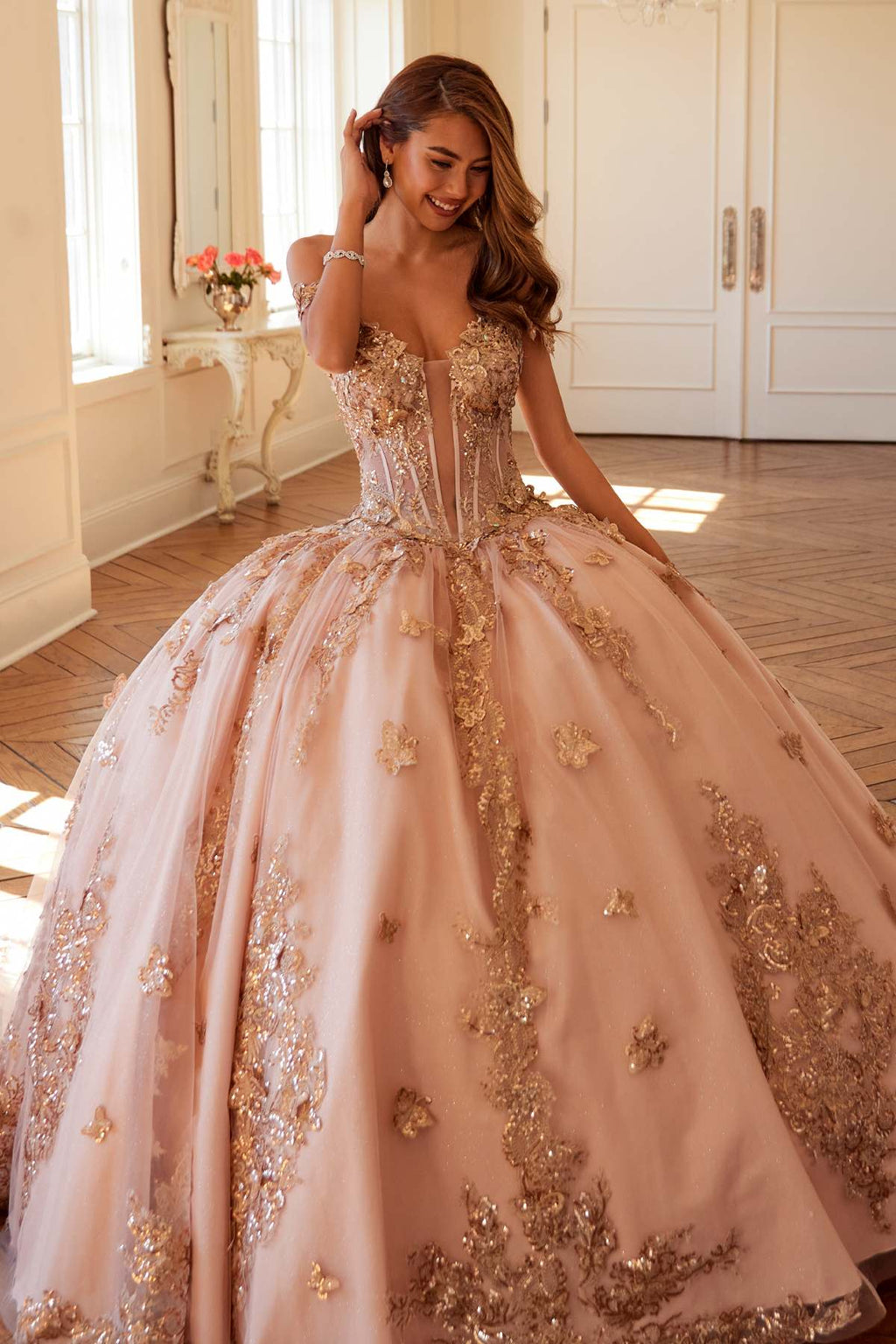 Juliet JT1485J Off the Shoulder Cinderella Quinceanera Ball Gown - Luzilly Bridal & Apparel