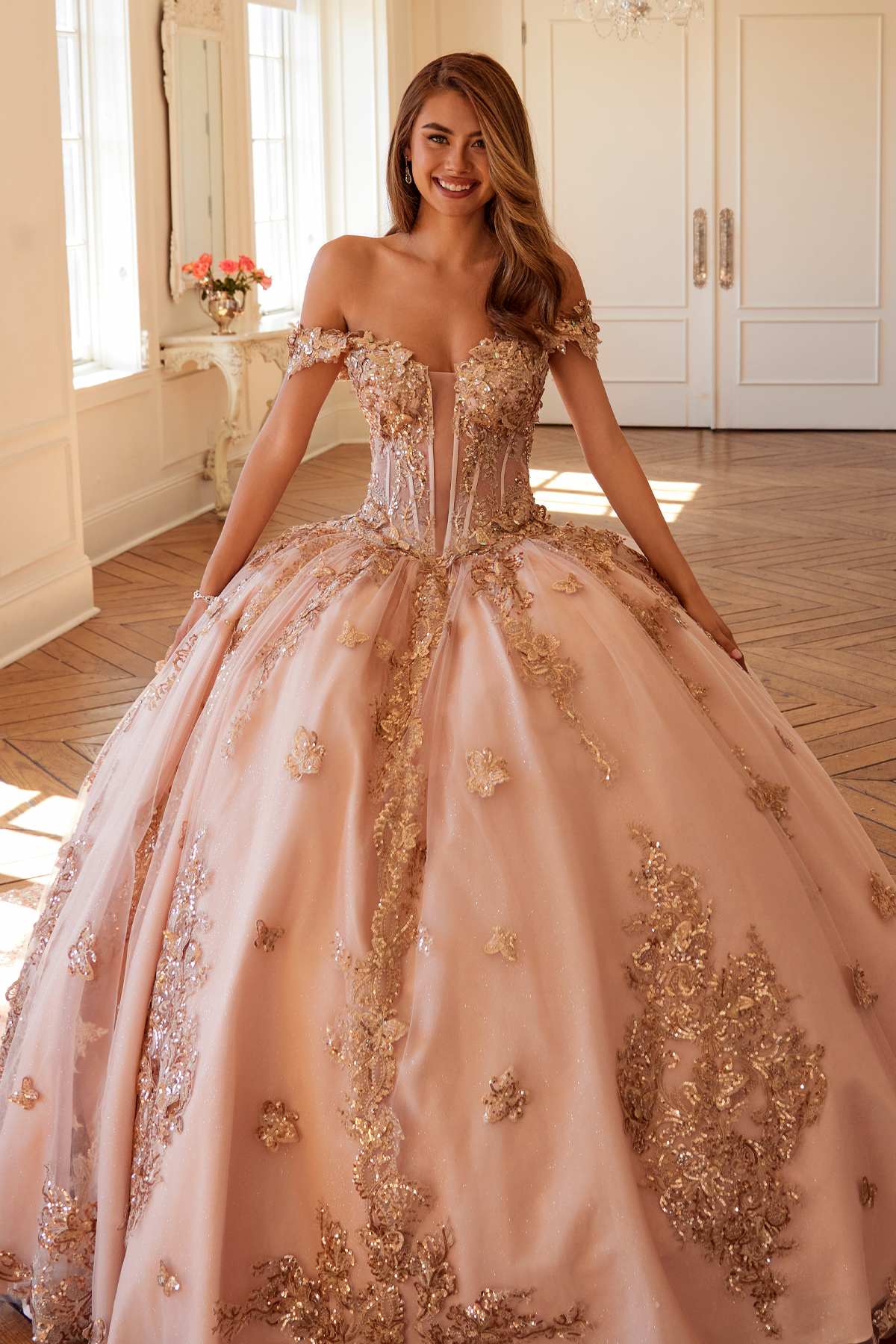 Juliet JT1485J Off the Shoulder Cinderella Quinceanera Ball Gown - Luzilly Bridal & Apparel