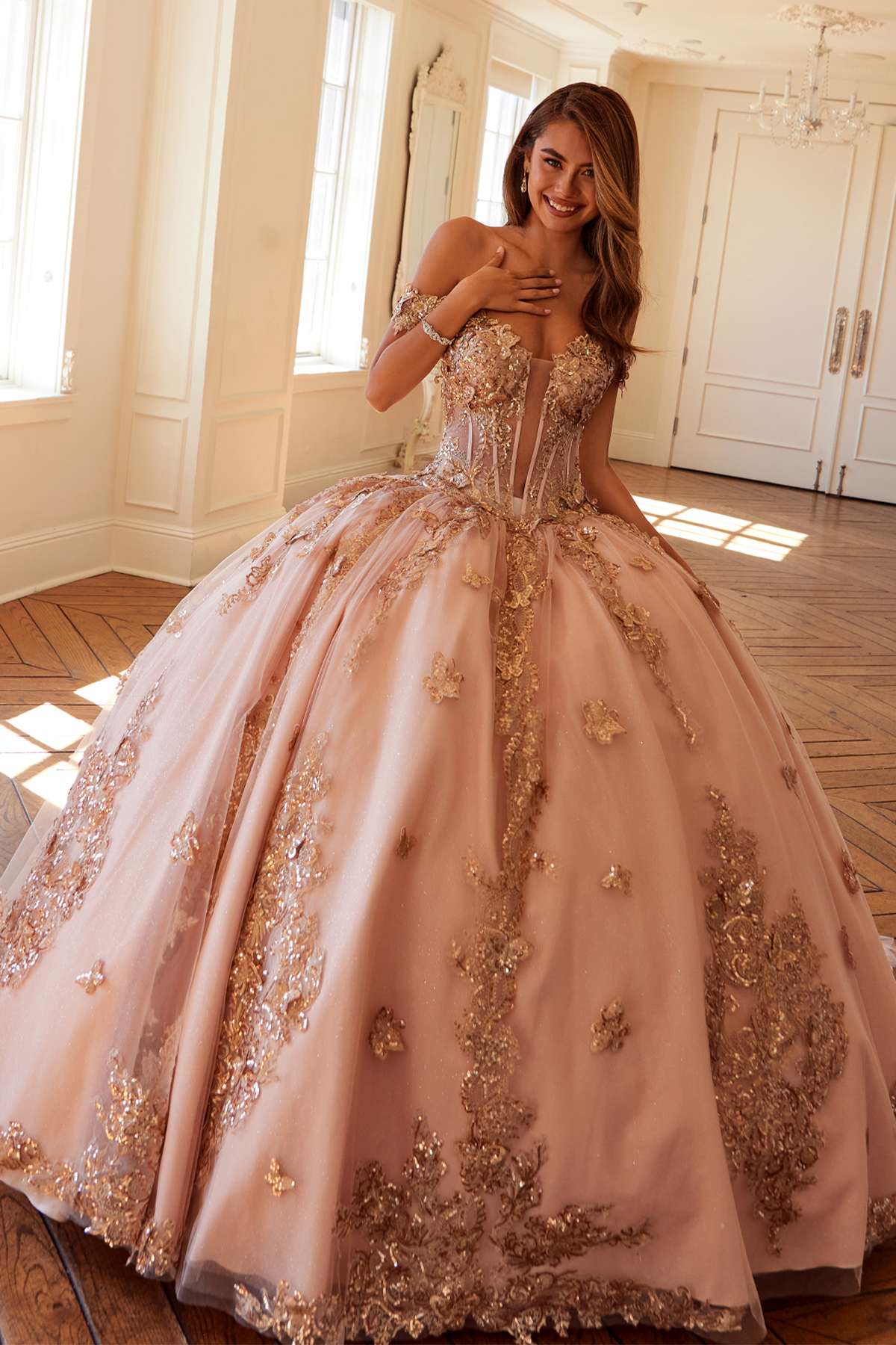 Juliet JT1485J Off the Shoulder Cinderella Quinceanera Ball Gown - Luzilly Bridal & Apparel