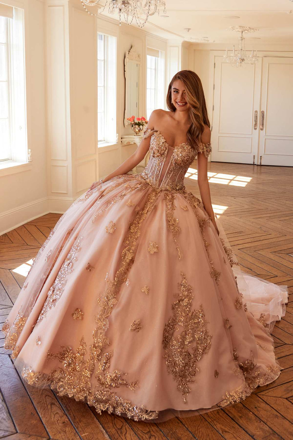 Juliet JT1485J Off the Shoulder Cinderella Quinceanera Ball Gown - Luzilly Bridal & Apparel