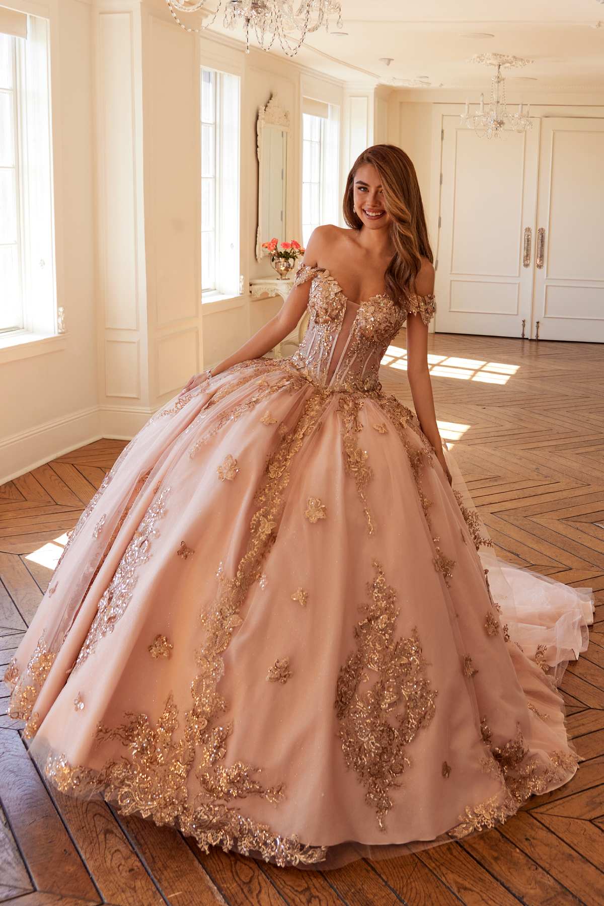 Juliet JT1485J Off the Shoulder Cinderella Quinceanera Ball Gown - Luzilly Bridal & Apparel