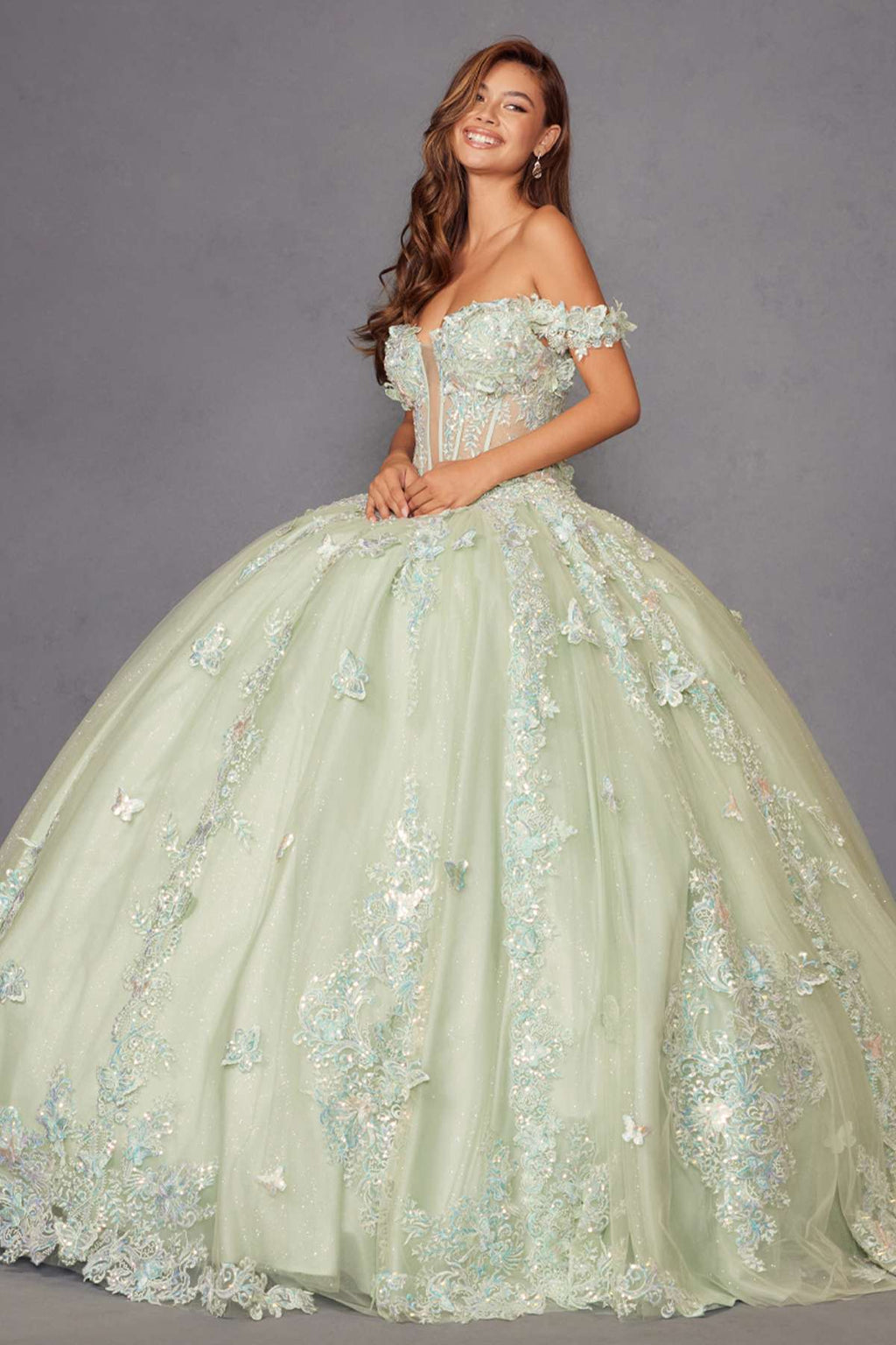 Juliet JT1485J Off the Shoulder Cinderella Quinceanera Ball Gown - Luzilly Bridal & Apparel