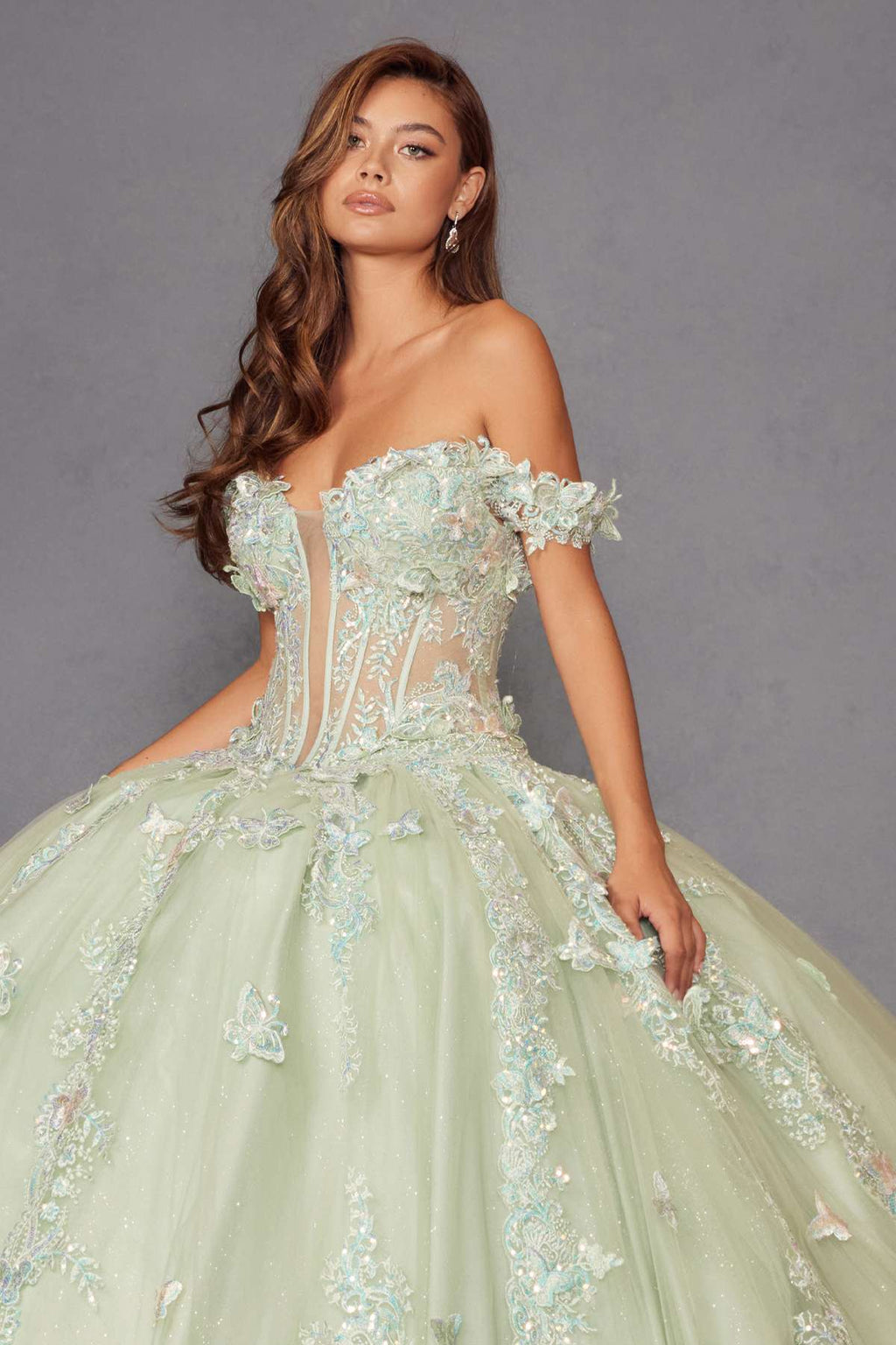 Juliet JT1485J Off the Shoulder Cinderella Quinceanera Ball Gown - Luzilly Bridal & Apparel