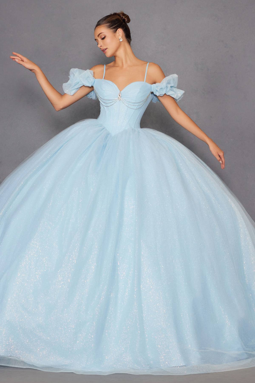 Juliet JT1487H Cold Shoulder quinceanera Ball Gown - Luzilly Bridal & Apparel