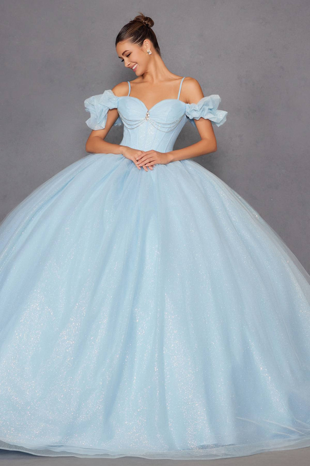 Juliet JT1487H Cold Shoulder quinceanera Ball Gown - Luzilly Bridal & Apparel