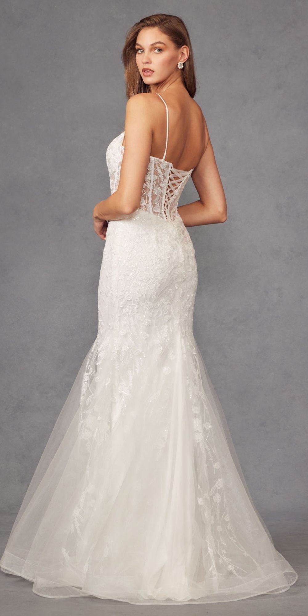 Juliet JT2441SW Long Corset Bodice Embellished Mermaid Wedding Dress - Luzilly Bridal & Apparel