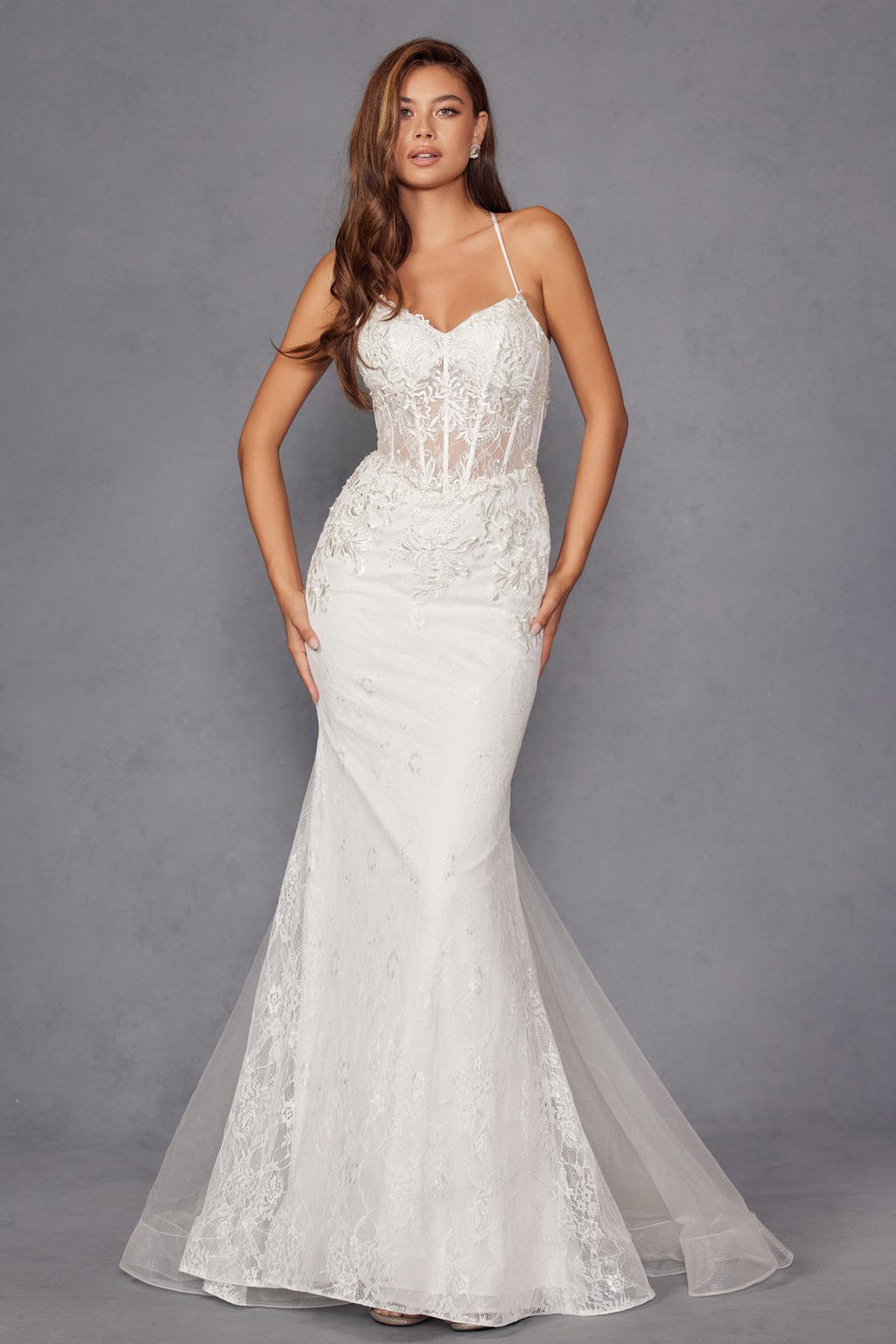 Juliet JT2481UW Embellished Lace Mermaid Bridal Dress - Luzilly Bridal & Apparel